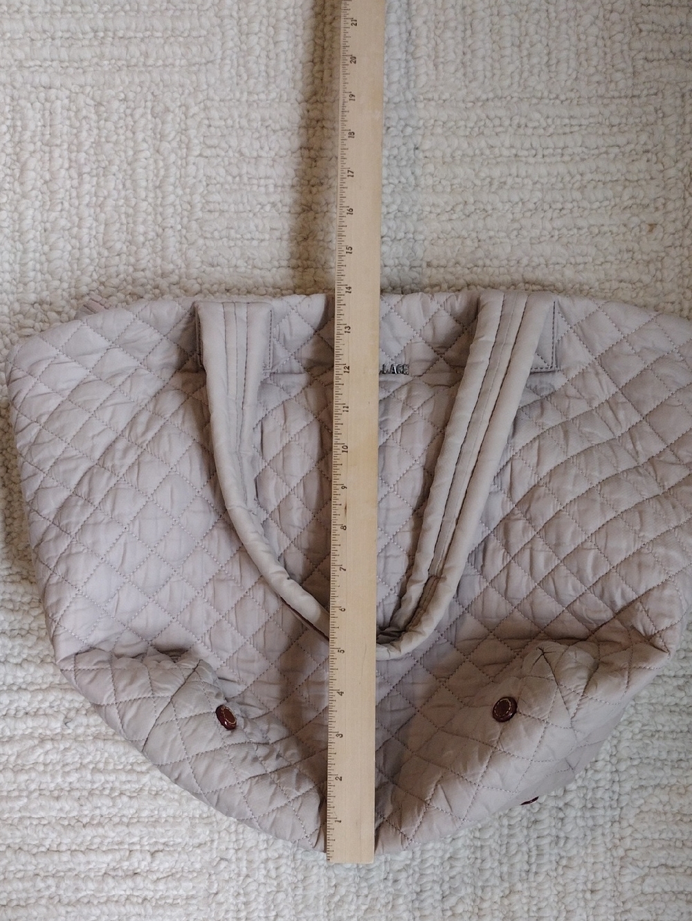 MZ Wallace Quilted Beige Tote Bag with Top Handle - Picture 7 of 8